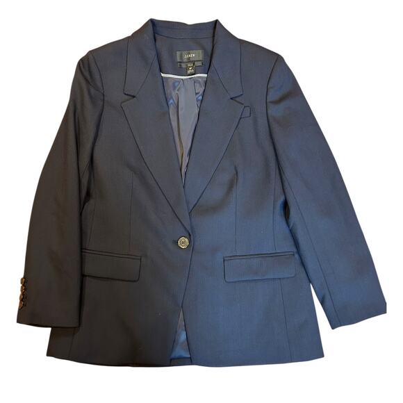 J. CREW Navy Willa Italian City Wool Stretch Blazer 1 Button Women's 8P Petite - Picture 4 of 12